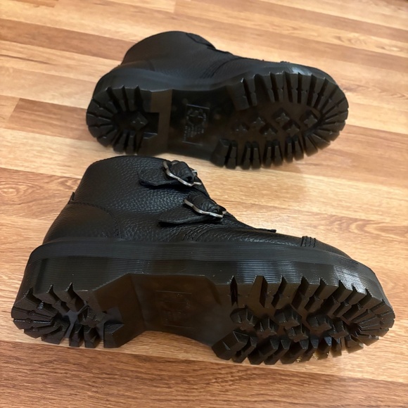 Dr. Martens Women’s Devon Flower Buckle Leather Platform Boots - Picture 8 of 12